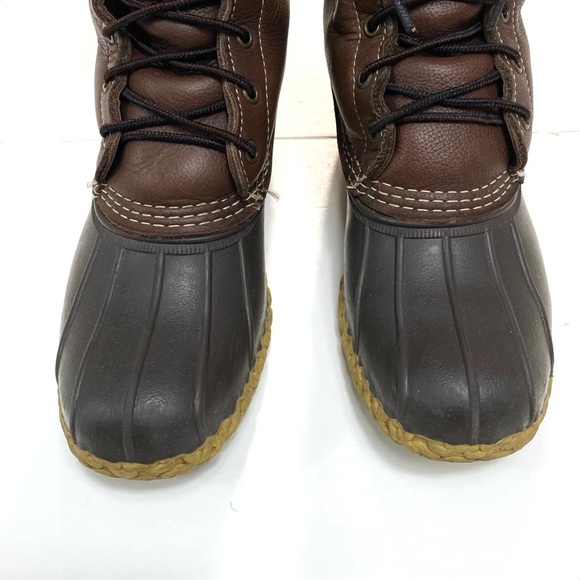 L.L. Bean 10" Shearling-Lined Leather Lace Up Duck Boots in Brown Size 8 #230121 - Picture 3 of 12